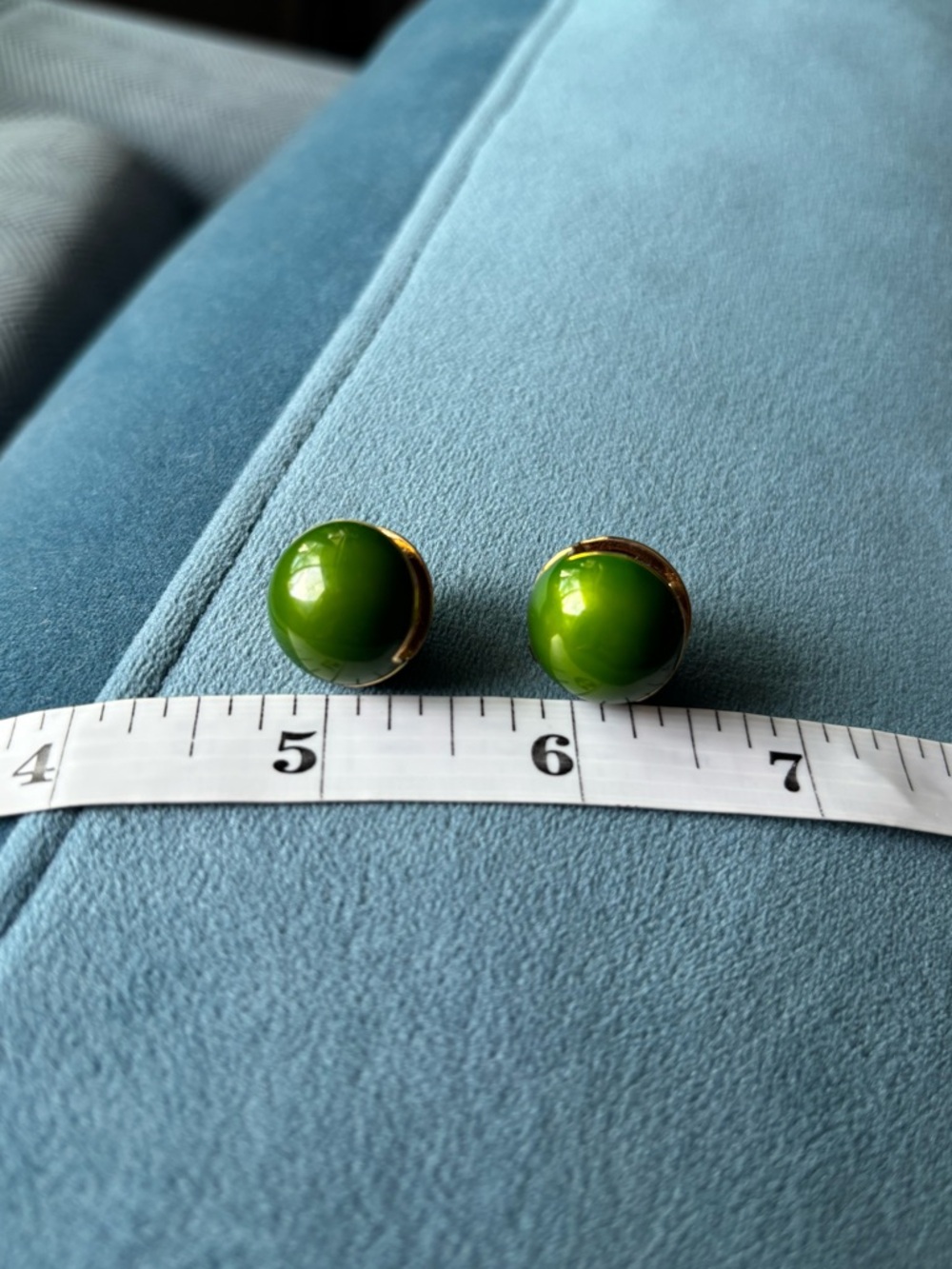 Vintage Green Dome Pierce Earrings